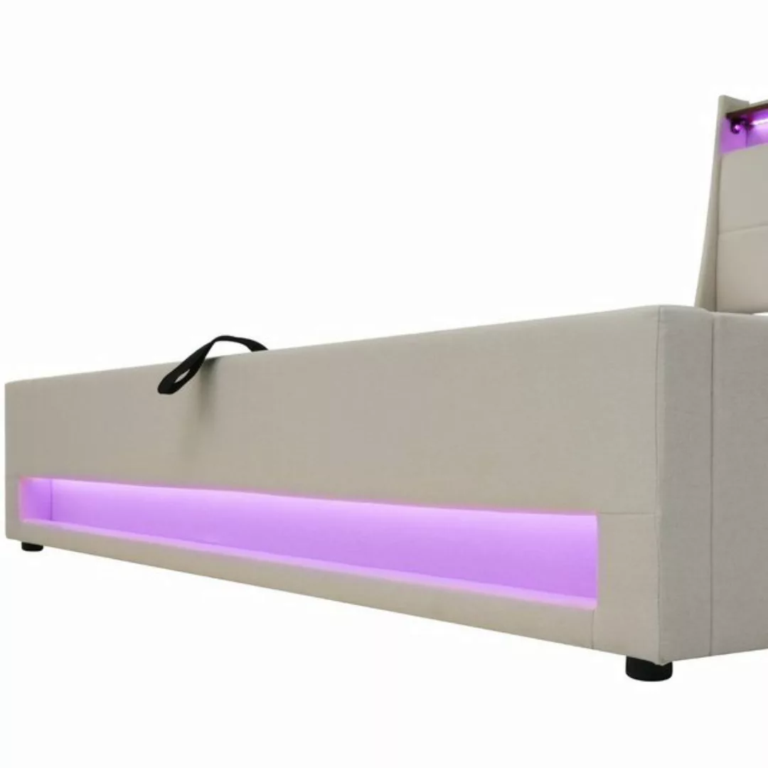 WISHDOR Polsterbett Bett (LED Doppelbett Jugendbett mit USB/Typ-C Ladeansch günstig online kaufen