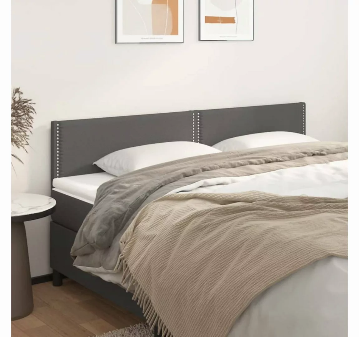 vidaXL Bett, Kopfteile 2 Stk. Grau 80x5x78/88 cm Kunstleder günstig online kaufen