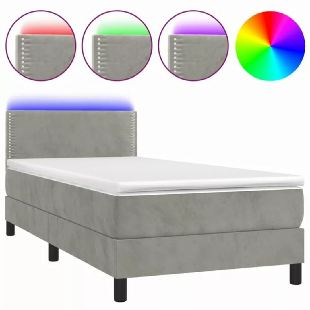 vidaXL Boxspringbett Bett Boxspringbett mit Matratze & LED Samt (90 x 190 c günstig online kaufen