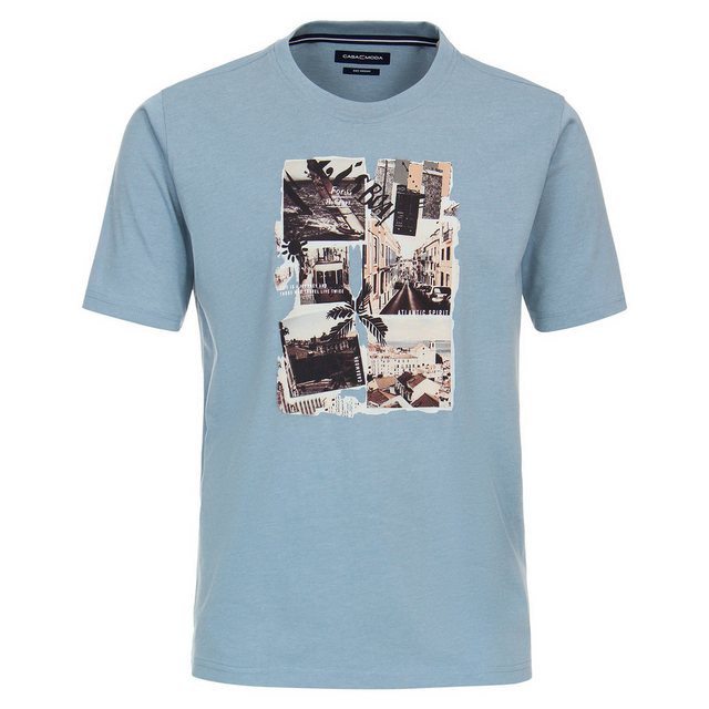 CASAMODA Rundhalsshirt CasaModa XXL T-Shirt eisblau Sommer-Frontprint günstig online kaufen