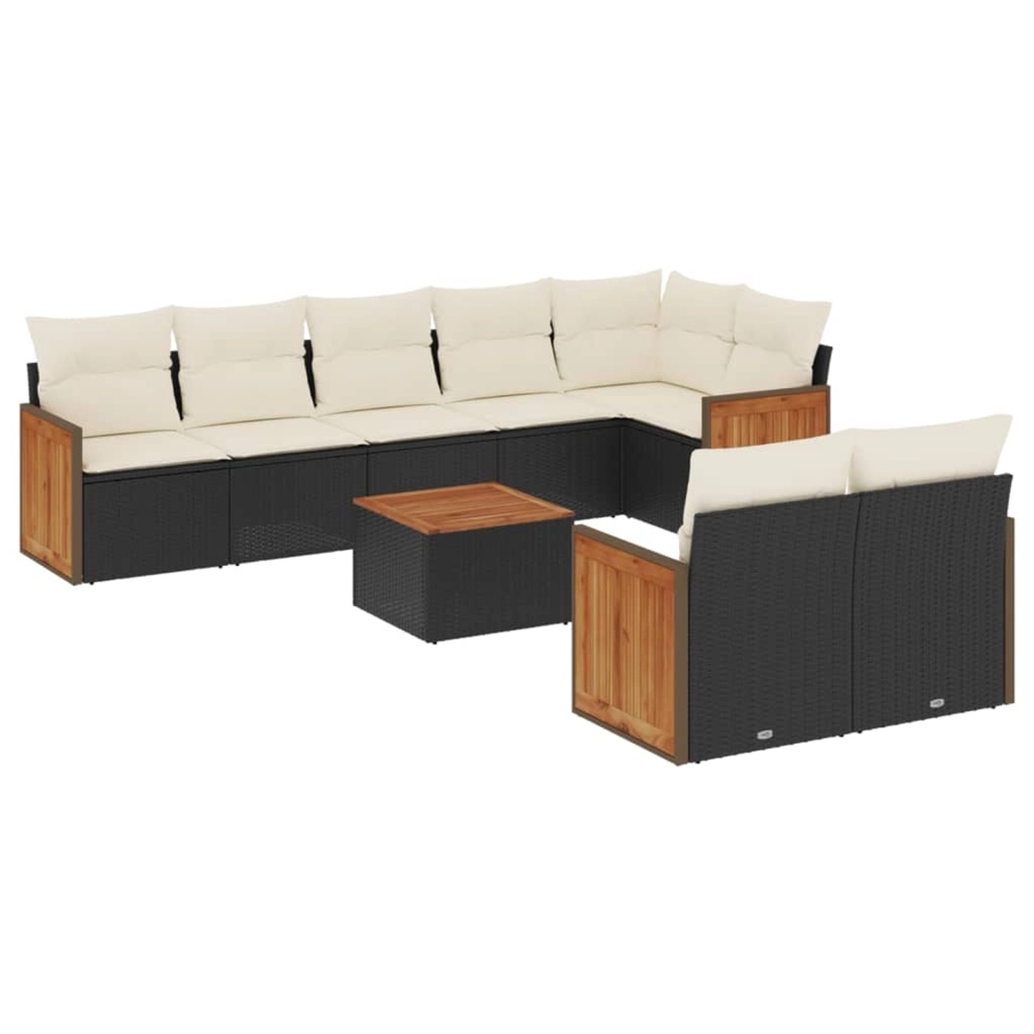 vidaXL 9-Tlg Garten-Sofagarnitur mit Kissen Schwarz Poly Rattan 3260236 günstig online kaufen