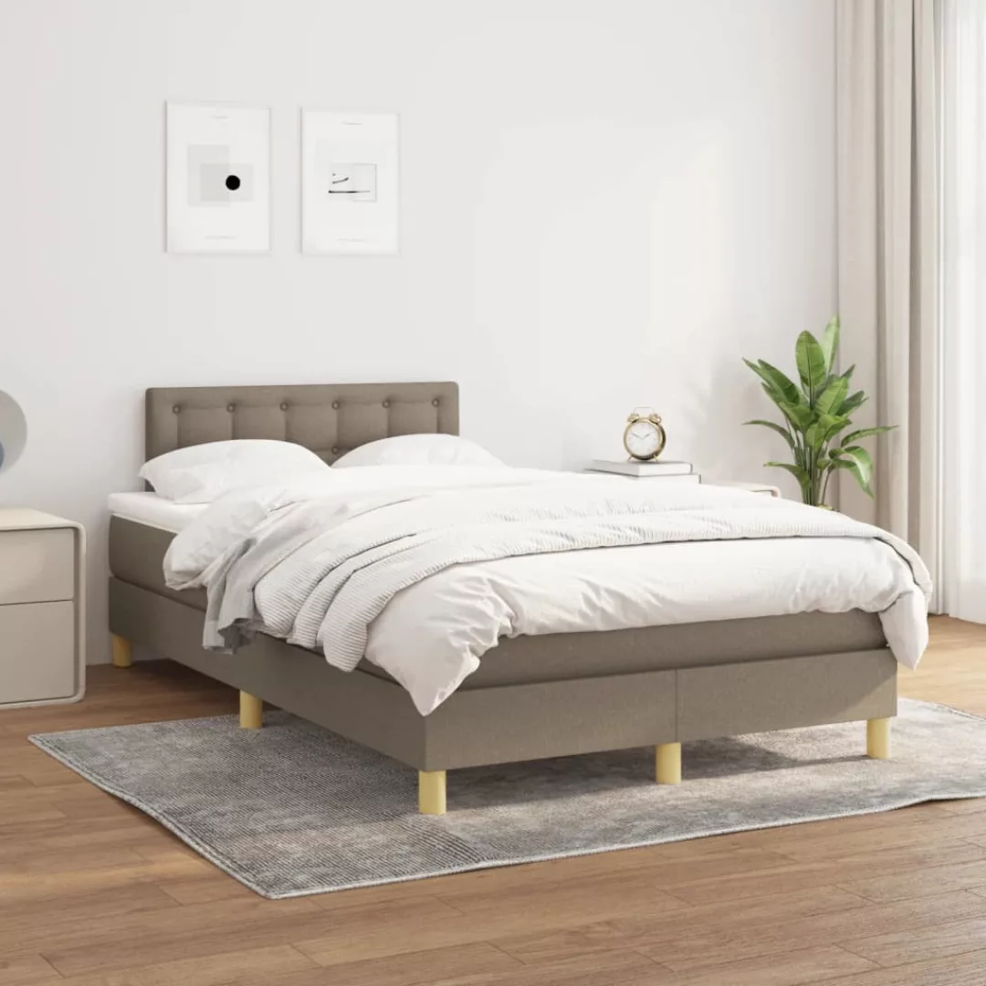 vidaXL Bettgestell Boxspringbett mit Matratze Taupe 120x200 cm Stoff Bett B günstig online kaufen