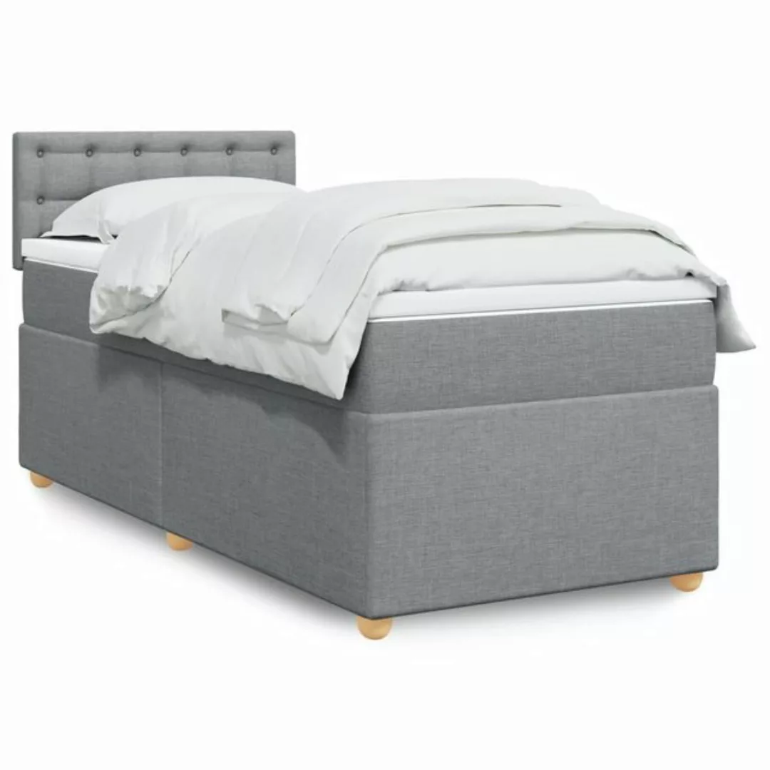 furnicato Bettgestell Boxspringbett mit Matratze Hellgrau 80x200 cm Stoff günstig online kaufen