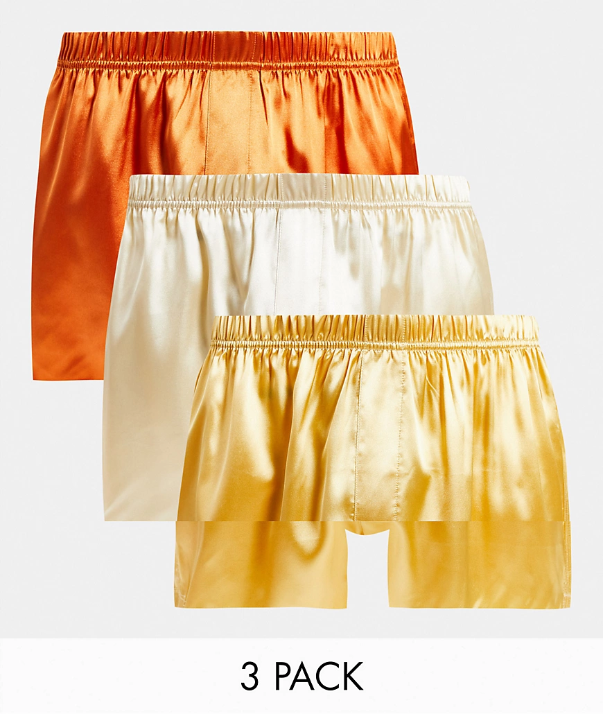 ASOS DESIGN – Boxershorts aus Satin im 3er-Pack-Mehrfarbig günstig online kaufen