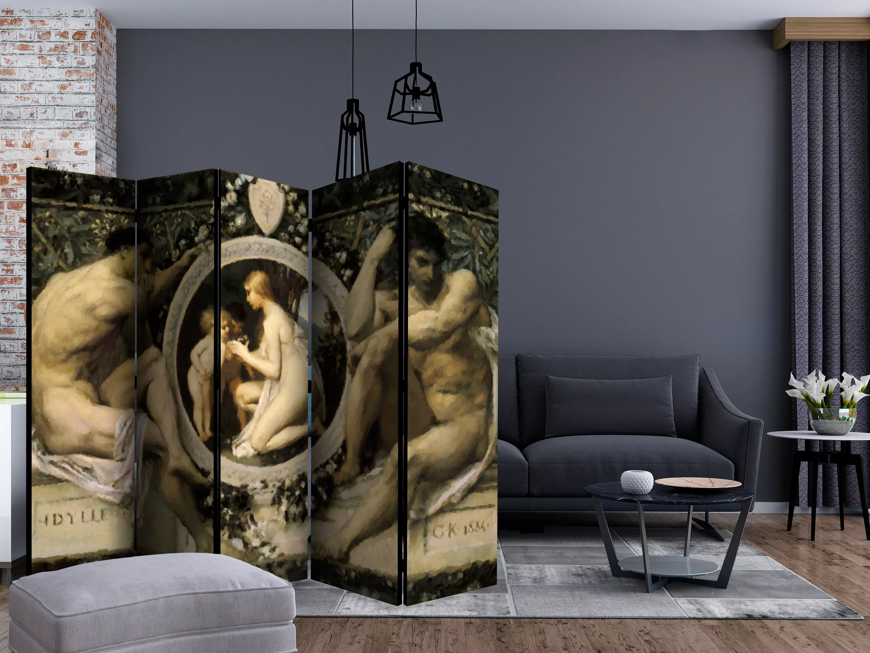 5-teiliges Paravent - Idyll - Gustav Klimt Ii [room Dividers] günstig online kaufen