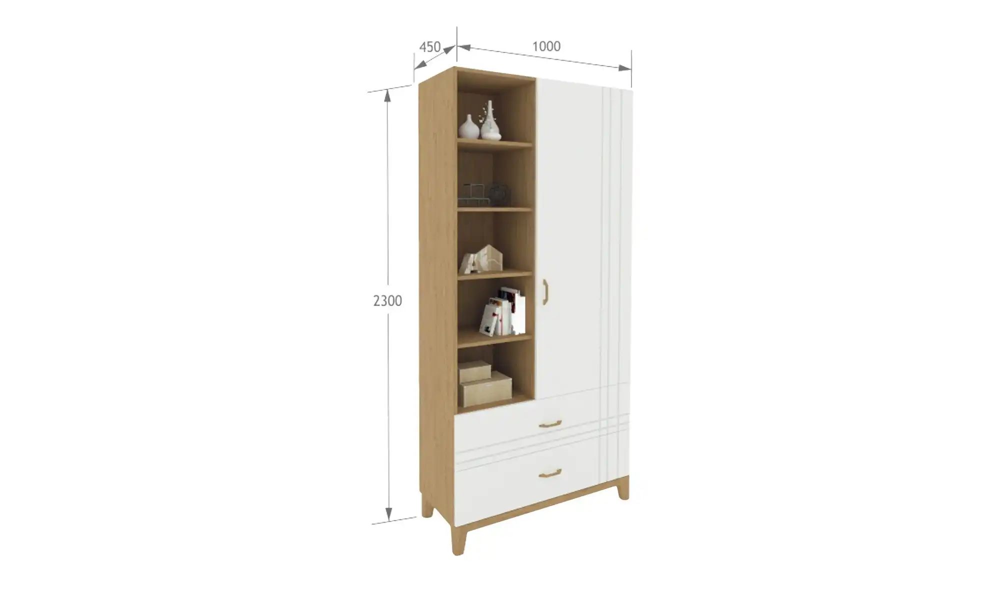 Highboard  Hygge Oak ¦ holzfarben ¦ Maße (cm): B: 100 H: 230 T: 45.0 Kommod günstig online kaufen