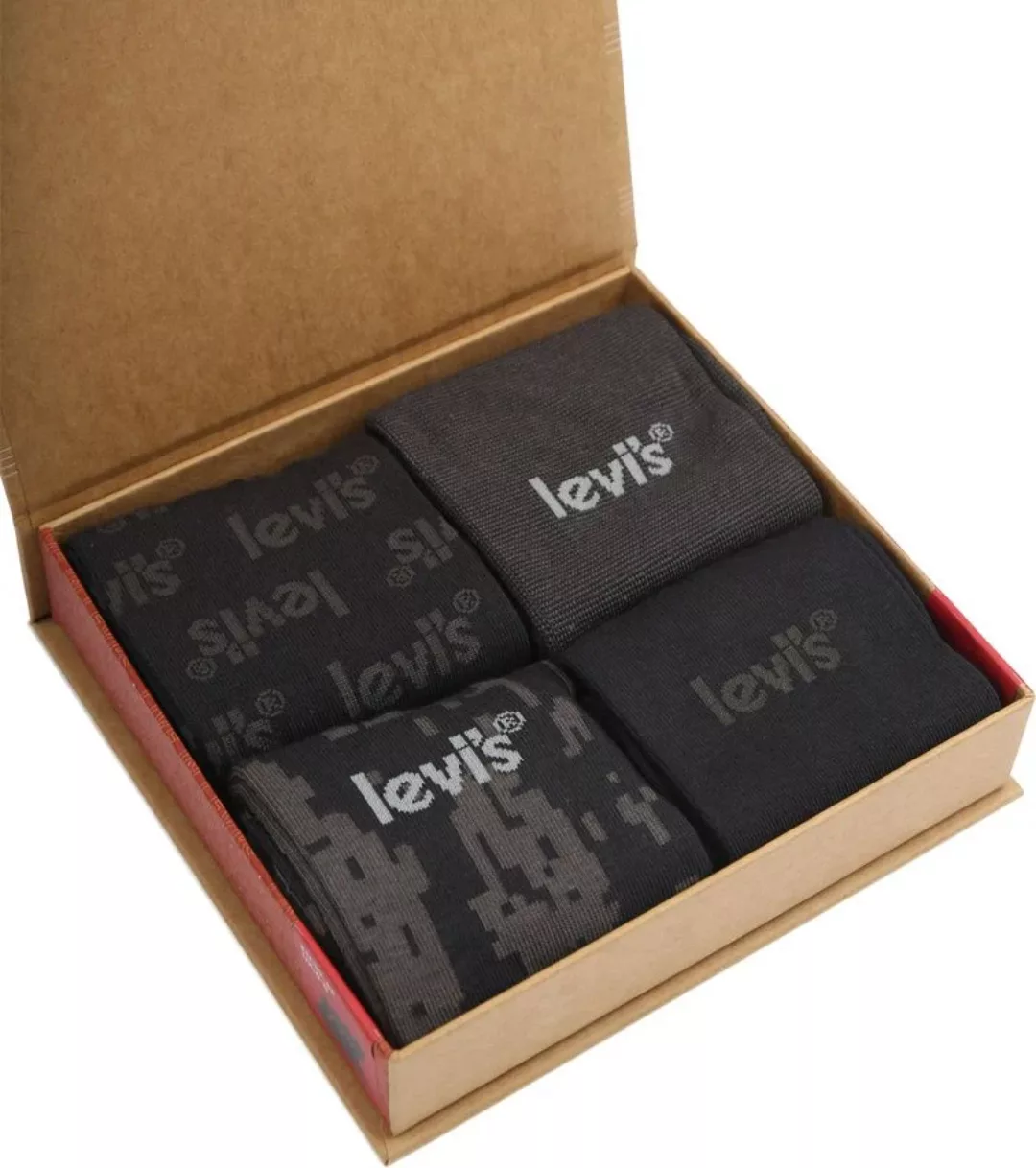 Levi's 4-Paar-Geschenkbox Socken Schwarz - Größe 43-46 günstig online kaufen