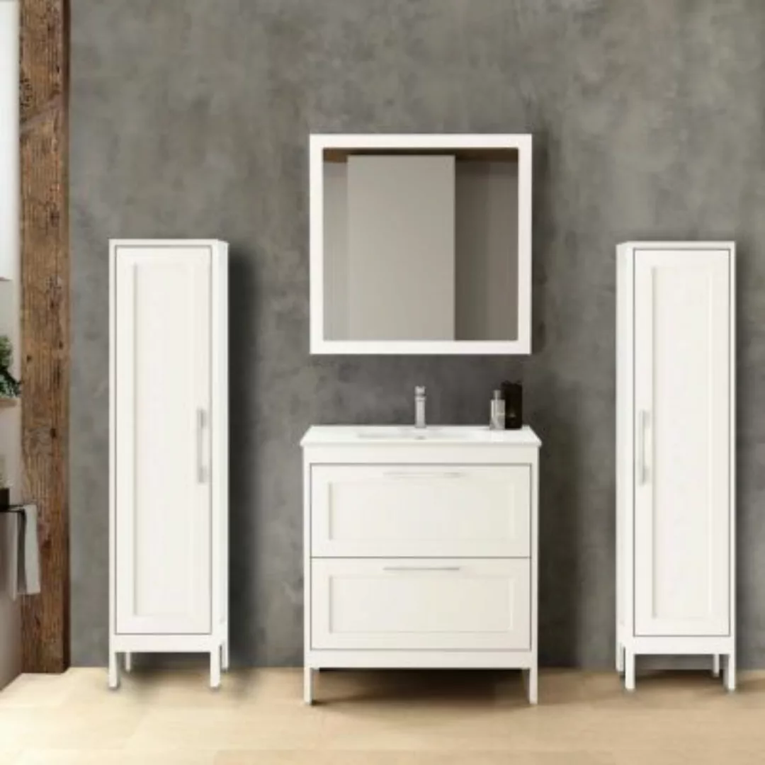 Lomadox Badezimmermöbel Set mit 2 Hochschränken & Spiegel TARIFA-110 matt w günstig online kaufen