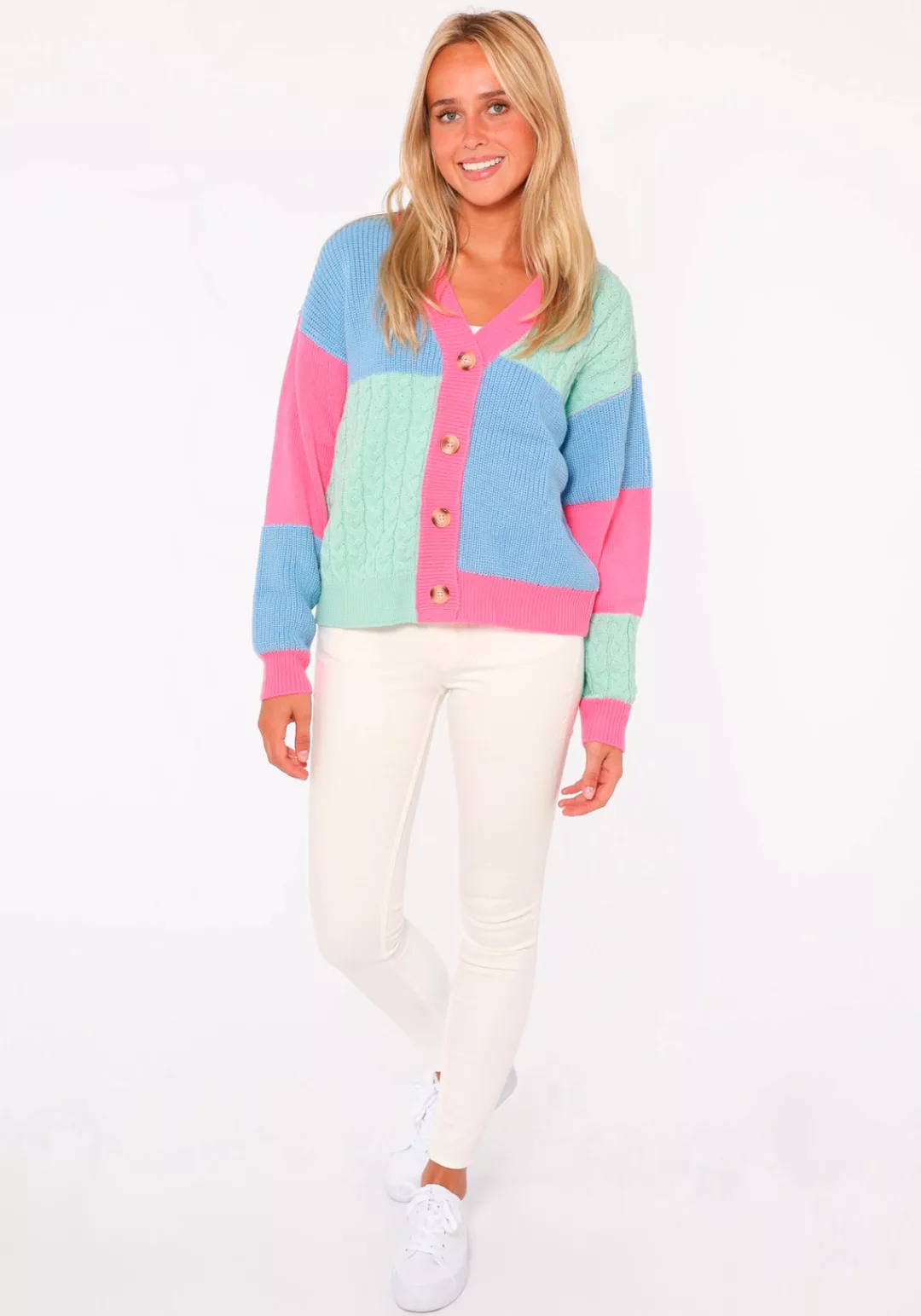 Zwillingsherz Cardigan "Color Mix" "Color Mix" mit Knöpfen, Colorblock und günstig online kaufen