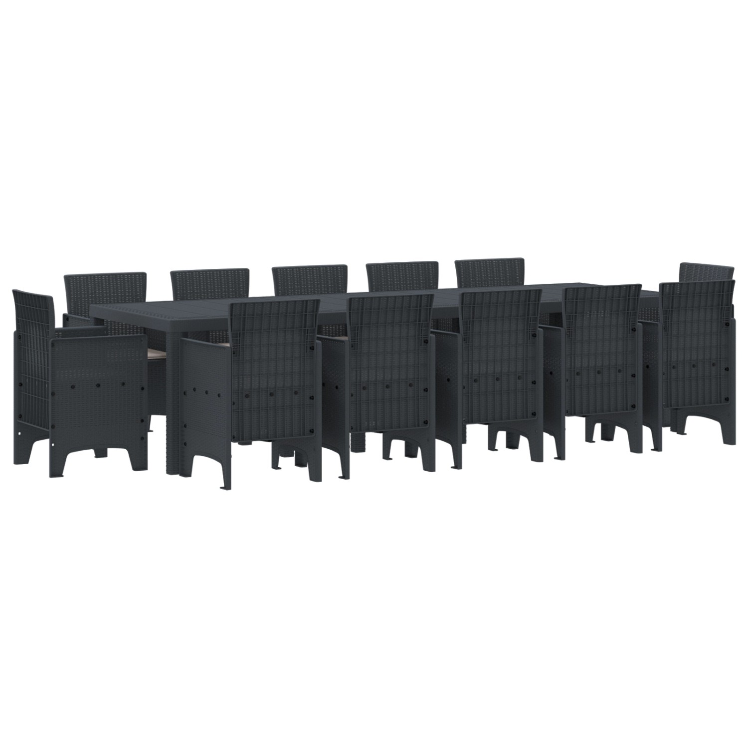 vidaXL 13-Teilige Garten Essgruppe mit Kissen Anthrazit Poly-Rattan 3378613 günstig online kaufen