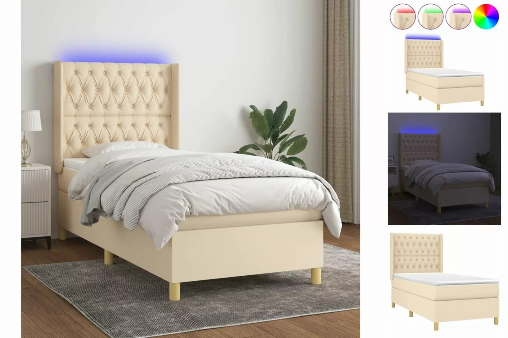 vidaXL Boxspringbett Bett Boxspringbett mit Matratze und LED Stoff (100x 20 günstig online kaufen