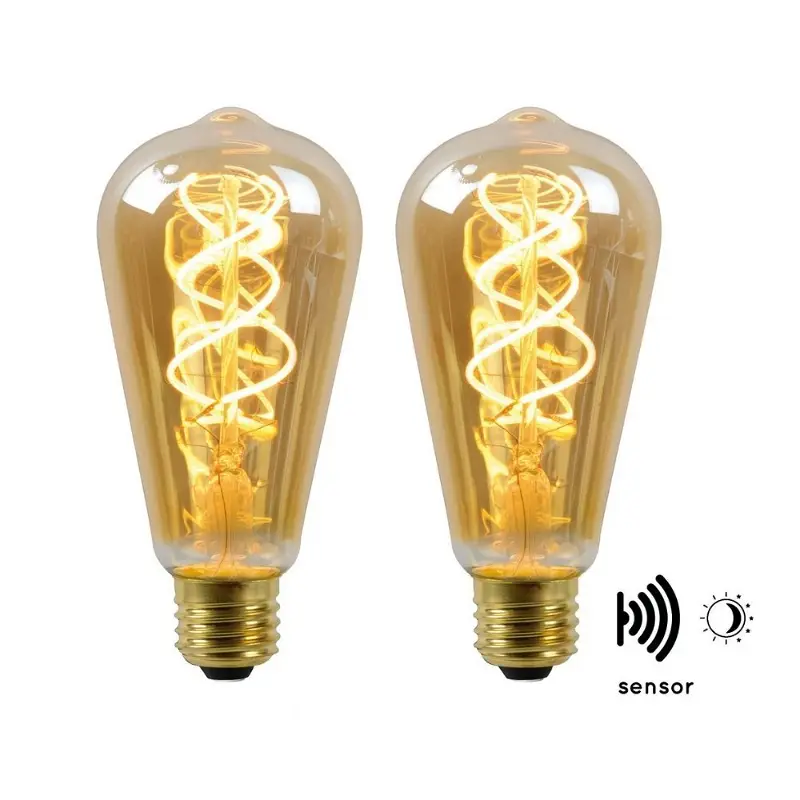 Vintage LED Lampe, Dämmerungssensor, E27, ST64, Filament, 4W, 230lm, 2200K günstig online kaufen