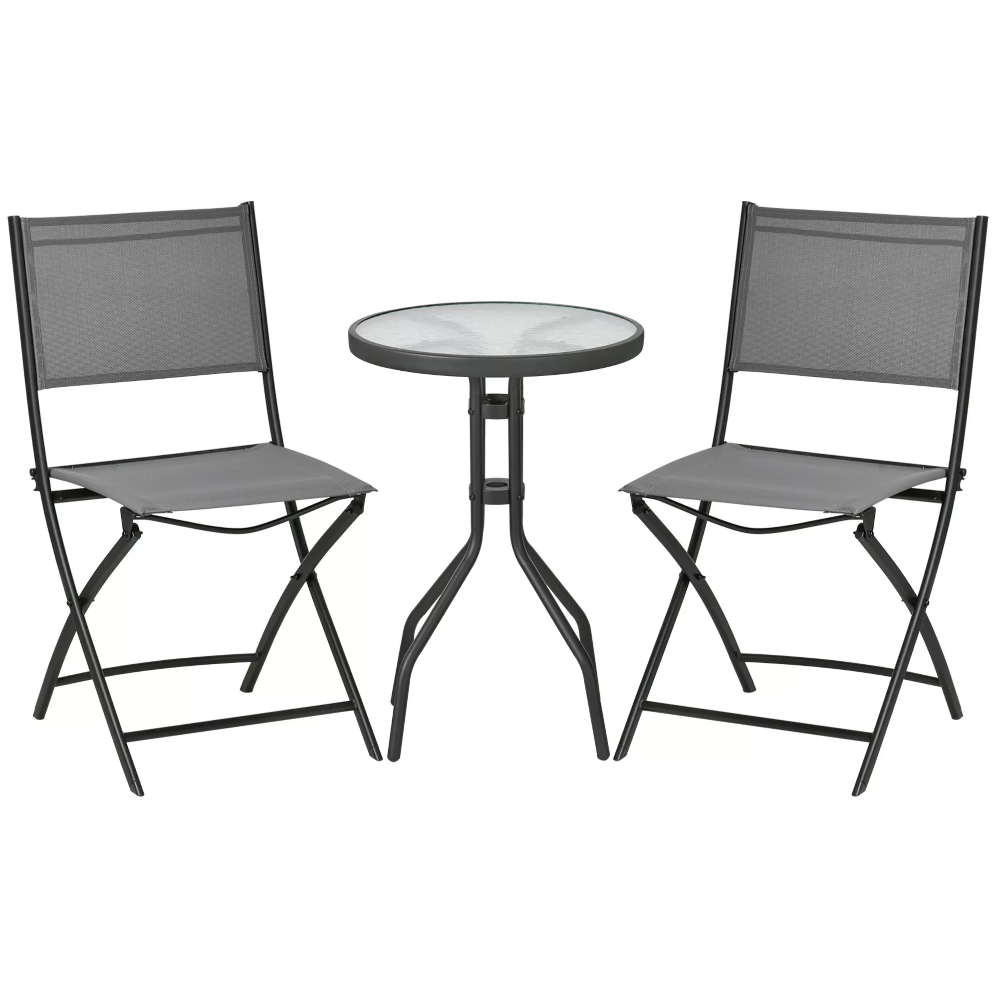 Outsunny Bistroset grau Stahl B/H/L: ca. 50x72x50 cm günstig online kaufen