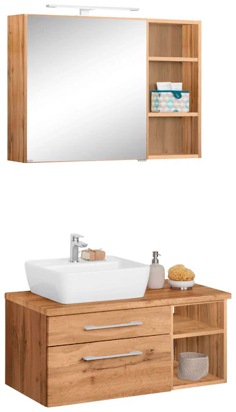 welltime Badmöbel-Set "Davos", (3 St.), Spiegelschrank, Regal und Waschtisc günstig online kaufen