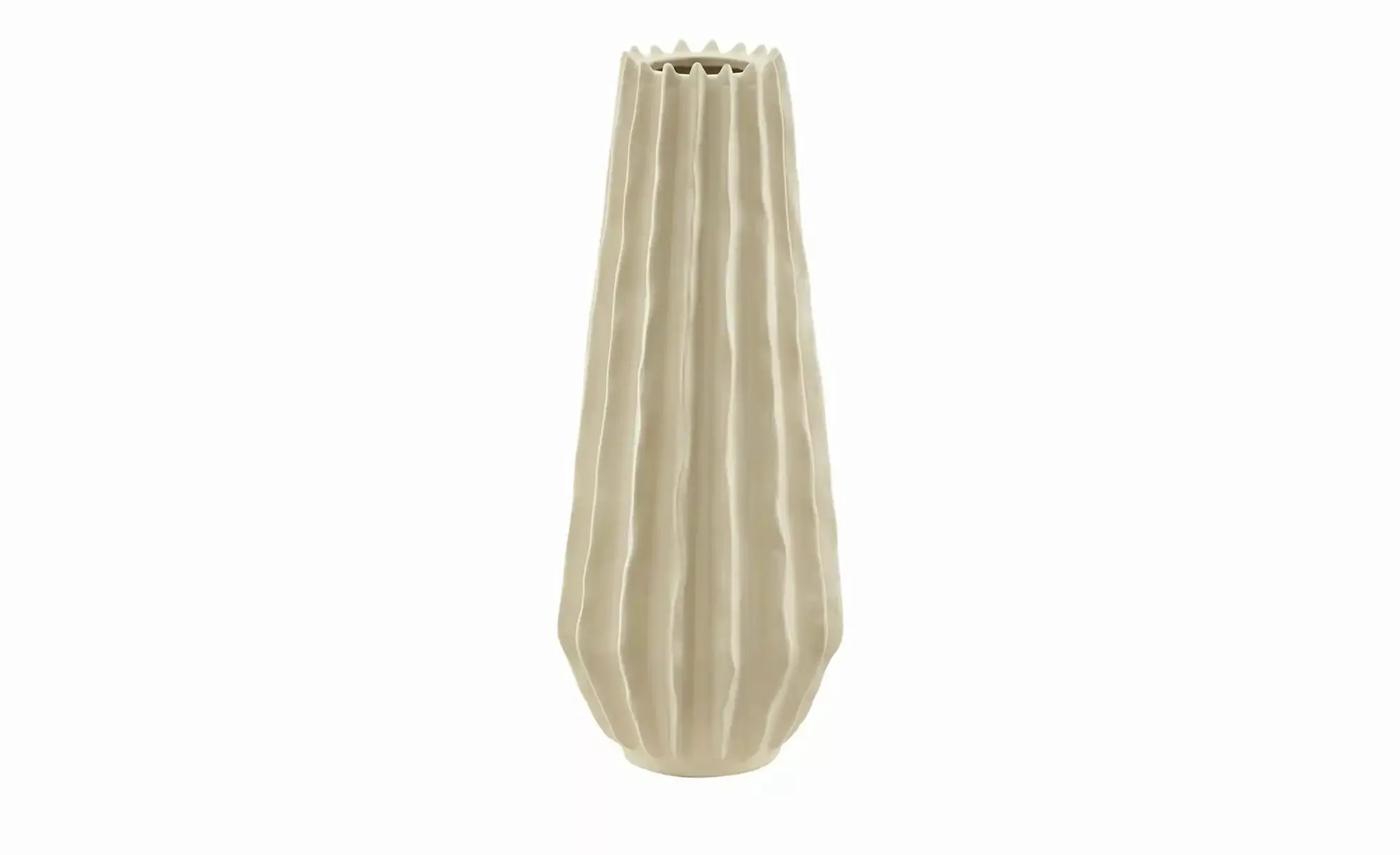 HOME STORY Vase   ¦ creme ¦ Steinzeug ¦ Maße (cm): H: 33  Ø: 12.5 Accessoir günstig online kaufen