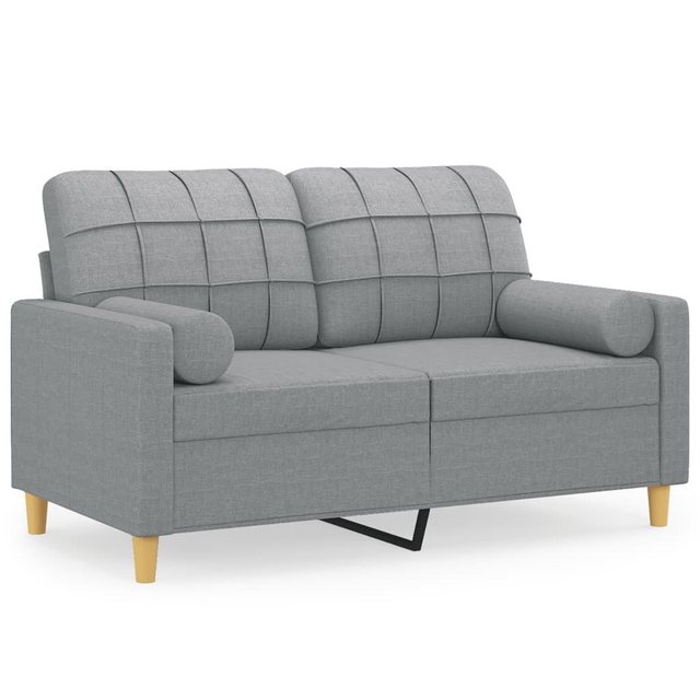 vidaXL Sofa 2-Sitzer-Sofa mit Zierkissen Hellgrau 120 cm Stoff günstig online kaufen