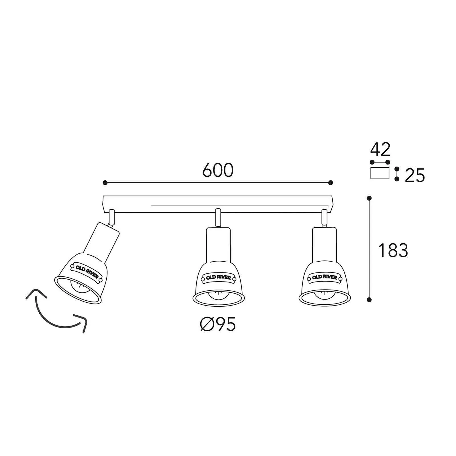 Deckenlampe Azali 1549.E27, 3-flg. messing antik günstig online kaufen