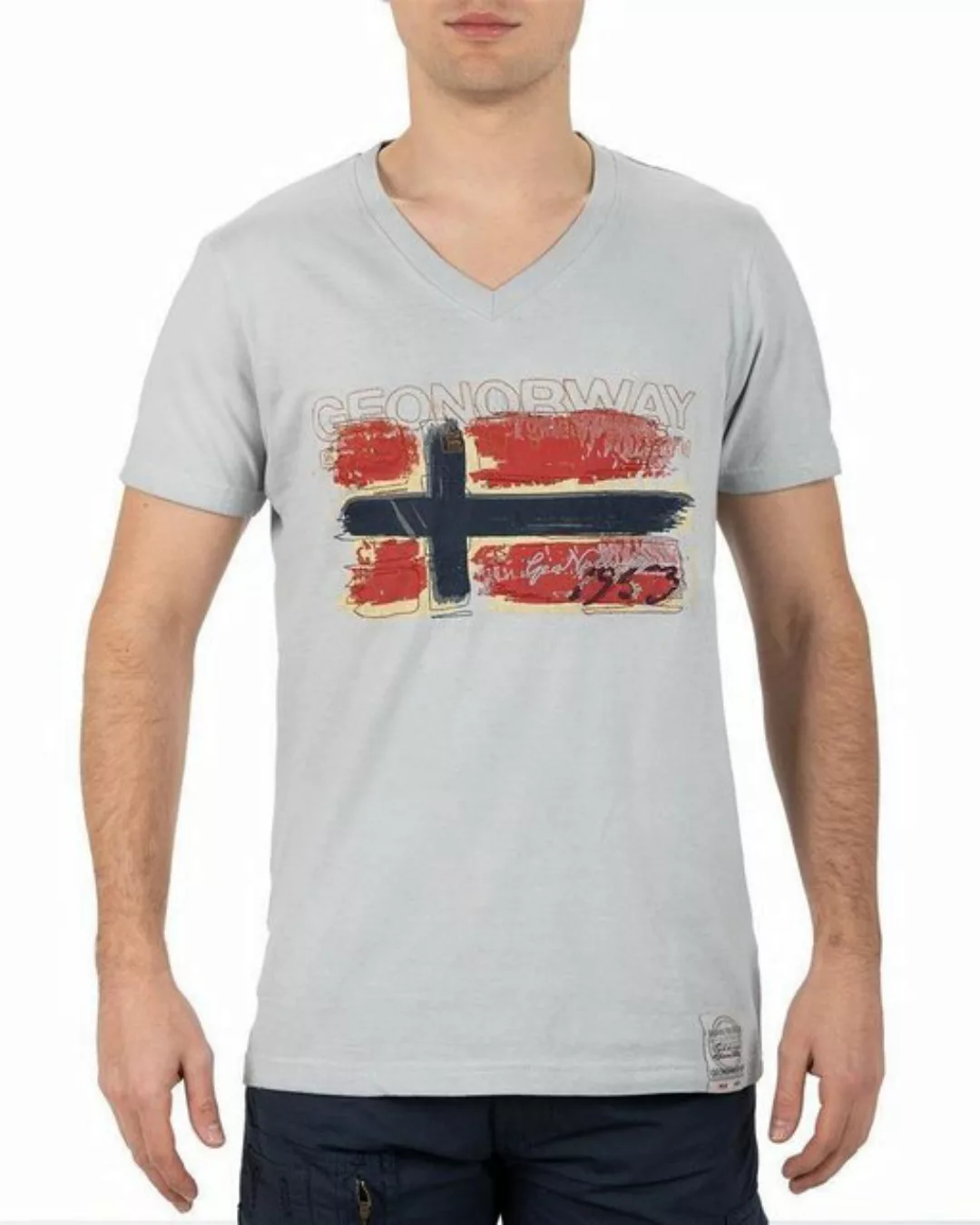 Geo Norway T-Shirt Casual Kurzarm Shirt bajoasis Men Light Grey XL im Used günstig online kaufen