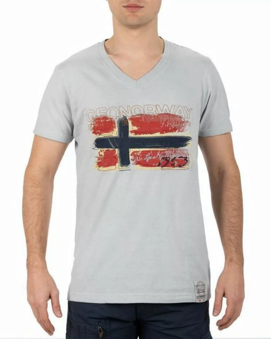 Geo Norway T-Shirt Casual Kurzarm Shirt bajoasis Men Light Grey L im Used L günstig online kaufen