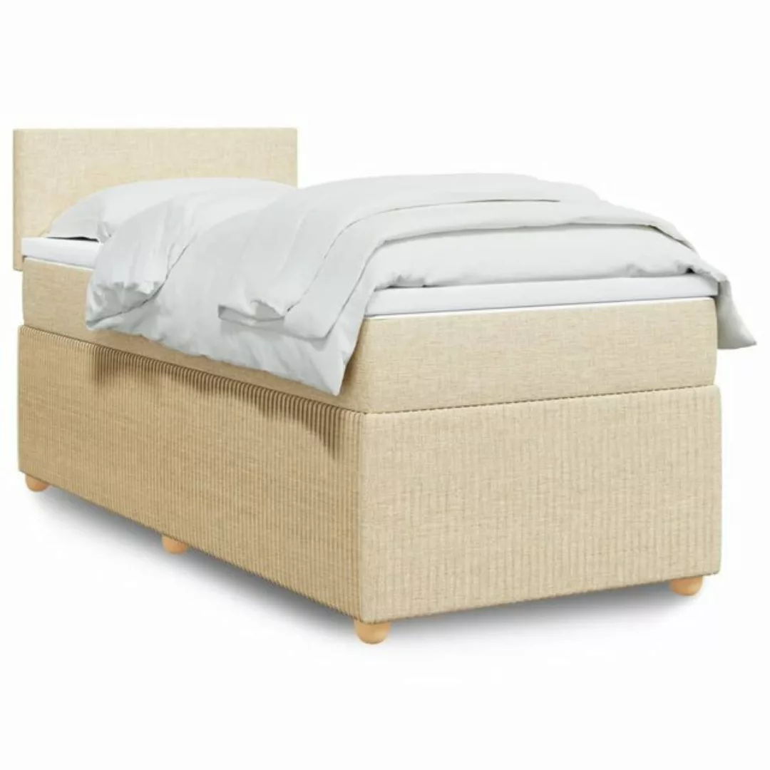 vidaXL Boxspringbett, Boxspringbett mit Matratze Creme 90x200 cm Stoff günstig online kaufen