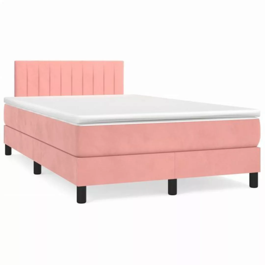 vidaXL Bettgestell Boxspringbett mit Matratze Rosa 120x200 cm Samt Bett Bet günstig online kaufen