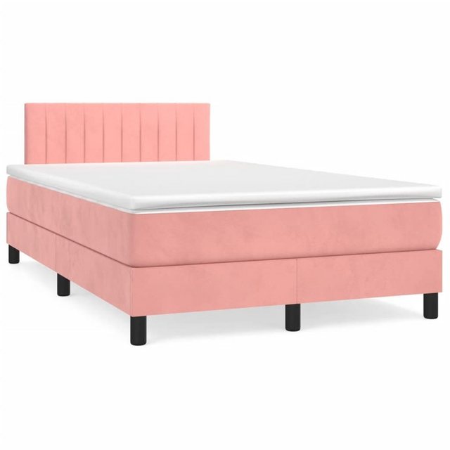 vidaXL Boxspringbett Boxspringbett mit Matratze Rosa 120x200 cm Samt Bett B günstig online kaufen