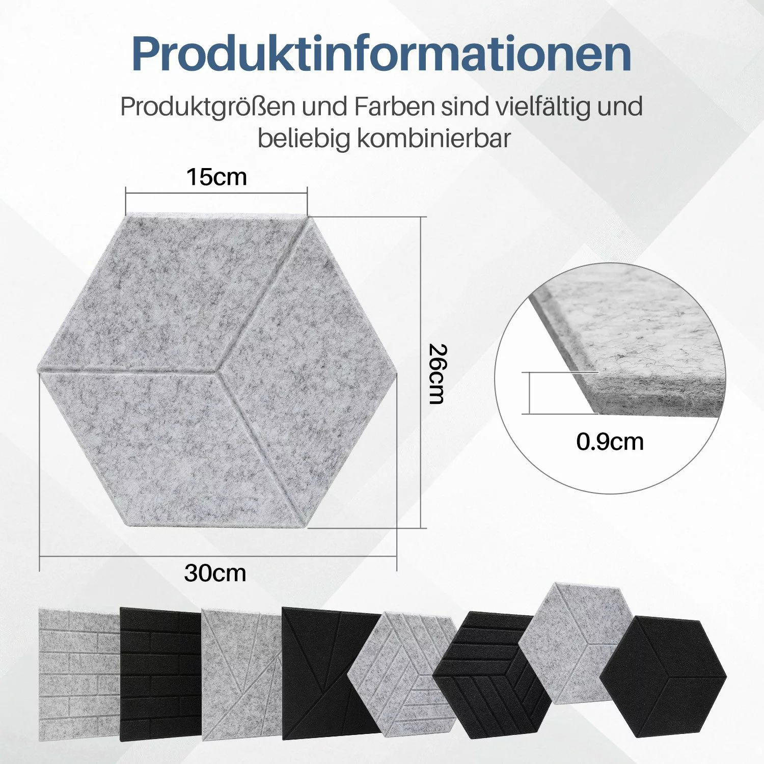 Clanmacy Akustikplatte 18 stuks Akustikplatten Hexagonal günstig online kaufen