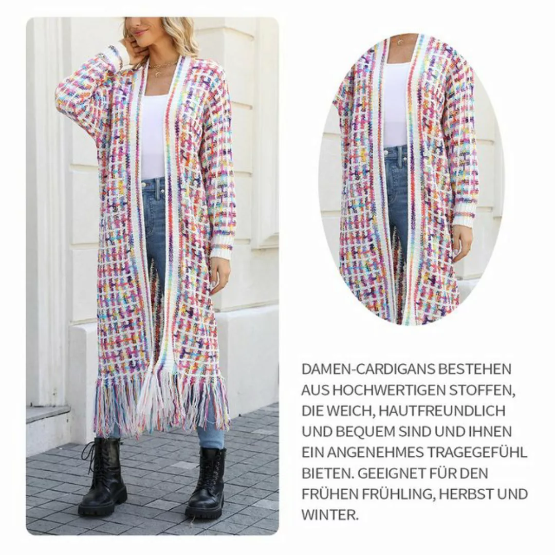 Zoclack Strickjacke Strickjacke Lang Geschnitten Boho-Cardigan für Damen Qu günstig online kaufen