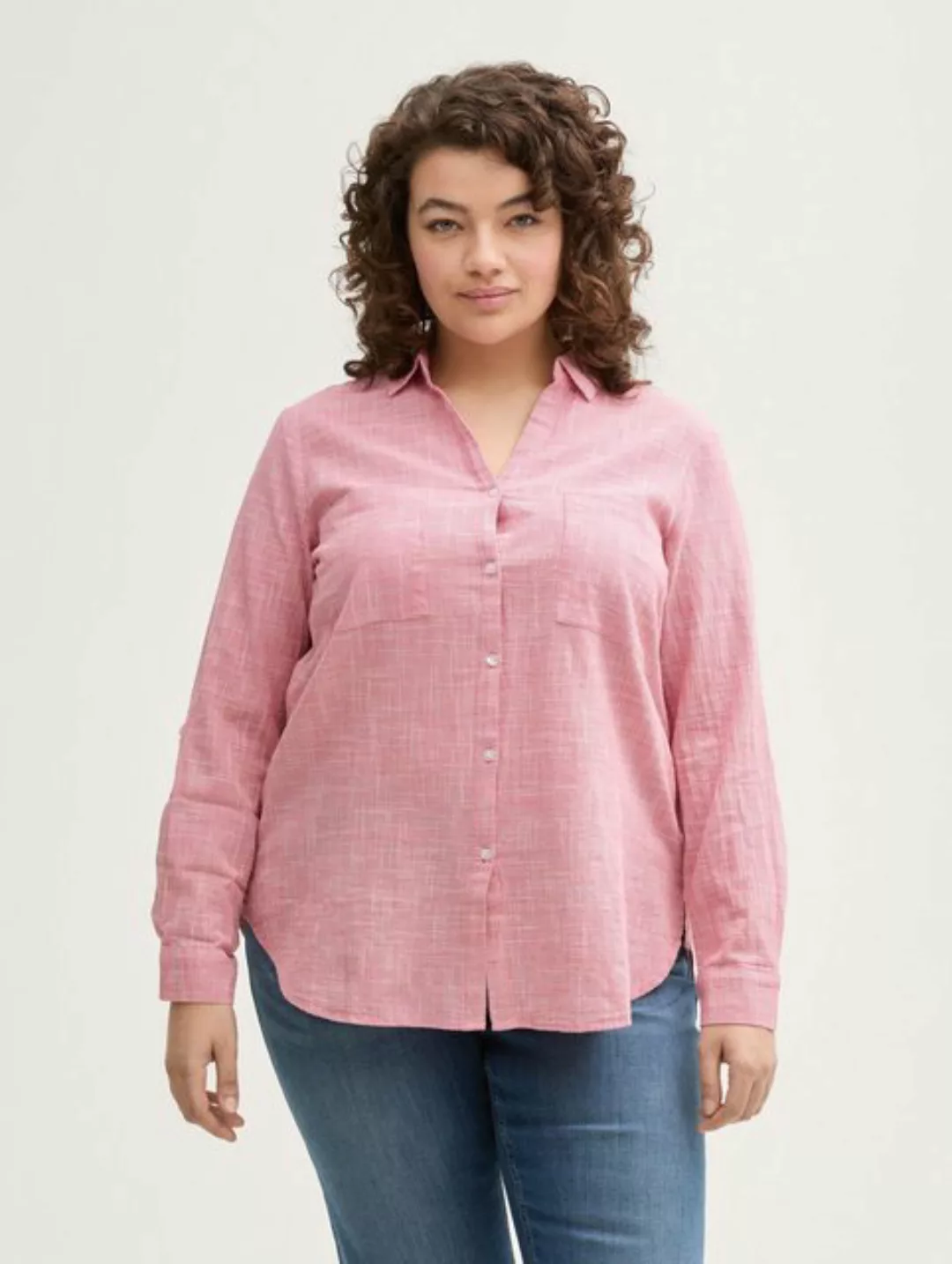 TOM TAILOR PLUS Langarmbluse Plus Size - Strukturierte Bluse günstig online kaufen