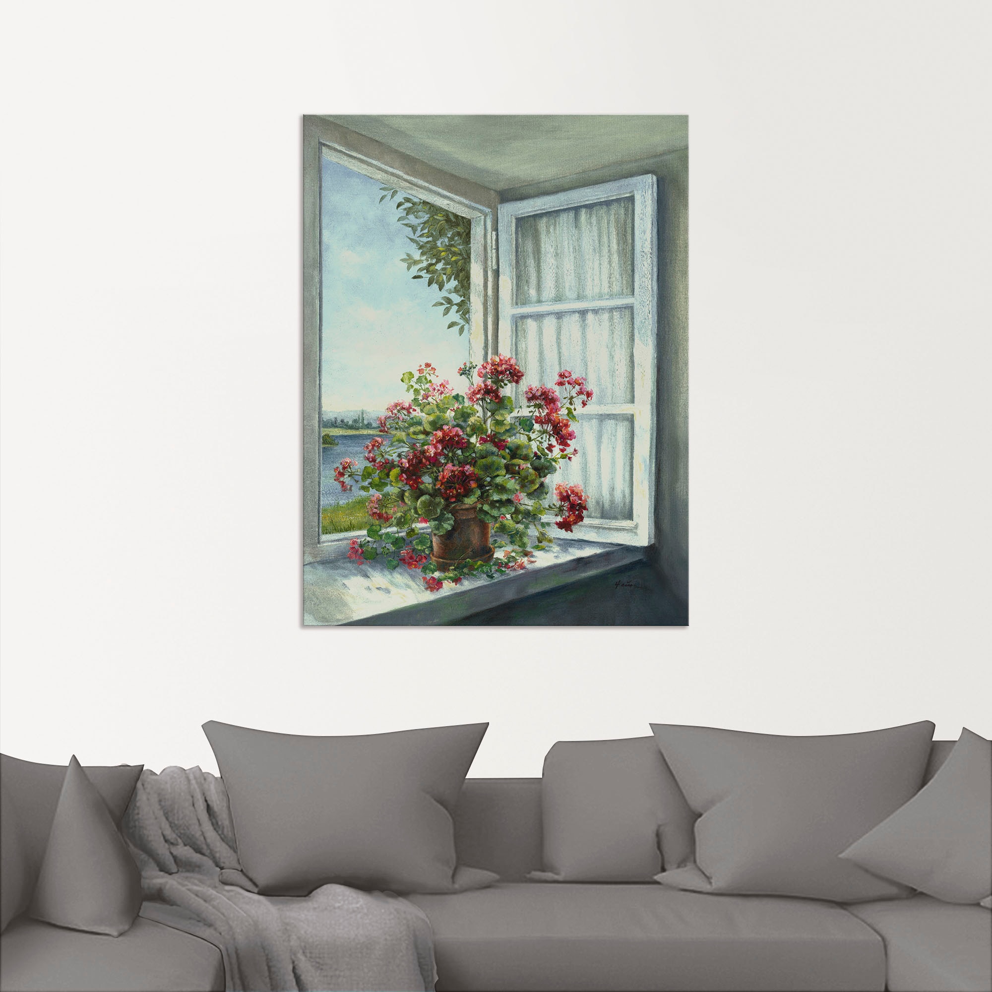 Artland Wandbild »Geranien am Fenster«, Blumen, (1 St.), als Alubild, Outdo günstig online kaufen