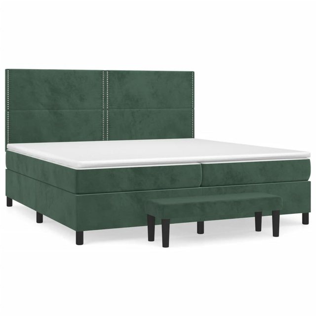 vidaXL Bettgestell Boxspringbett mit Matratze Dunkelgrün 200x200 cm Samt Be günstig online kaufen