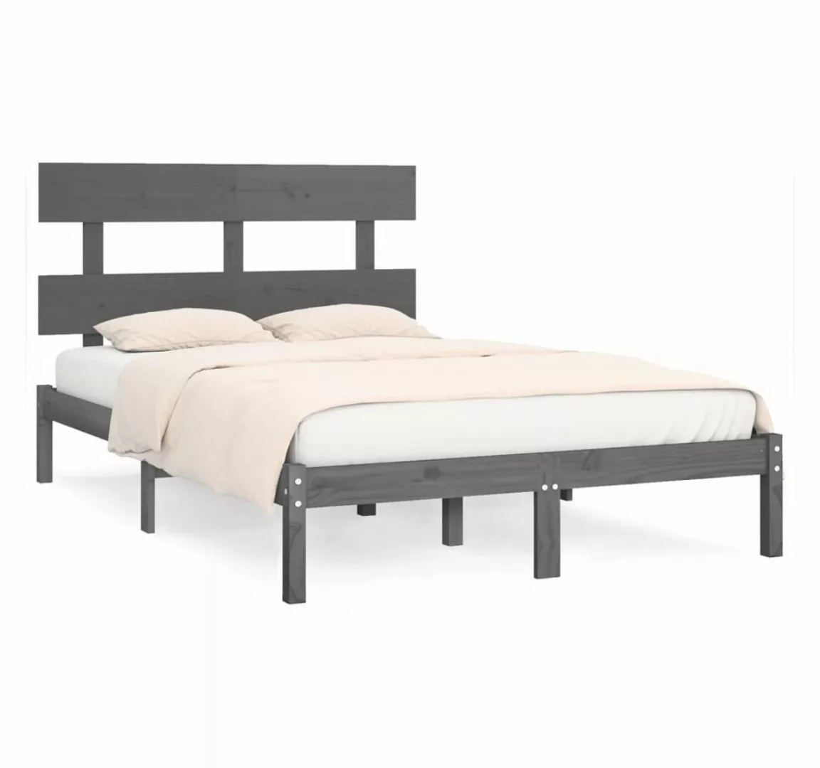 vidaXL Bettgestell Massivholzbett Grau 200x200 cm Bett Bettgestell Doppelbe günstig online kaufen