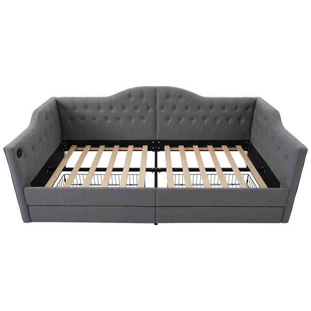 Gotagee Polsterbett Daybett Schlafsofa Leinen flaches Bett 90x190/200cm Sta günstig online kaufen