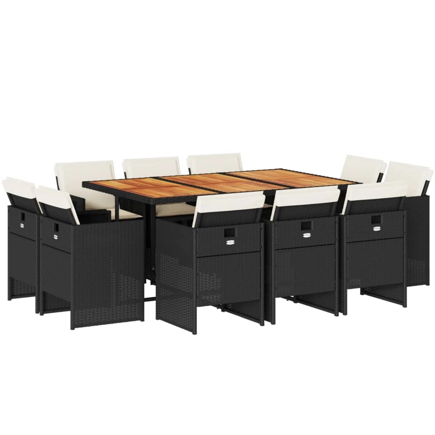 vidaXL 11-Tlg Garten-Essgruppe mit Kissen Schwarz Poly Rattan 3210675 günstig online kaufen