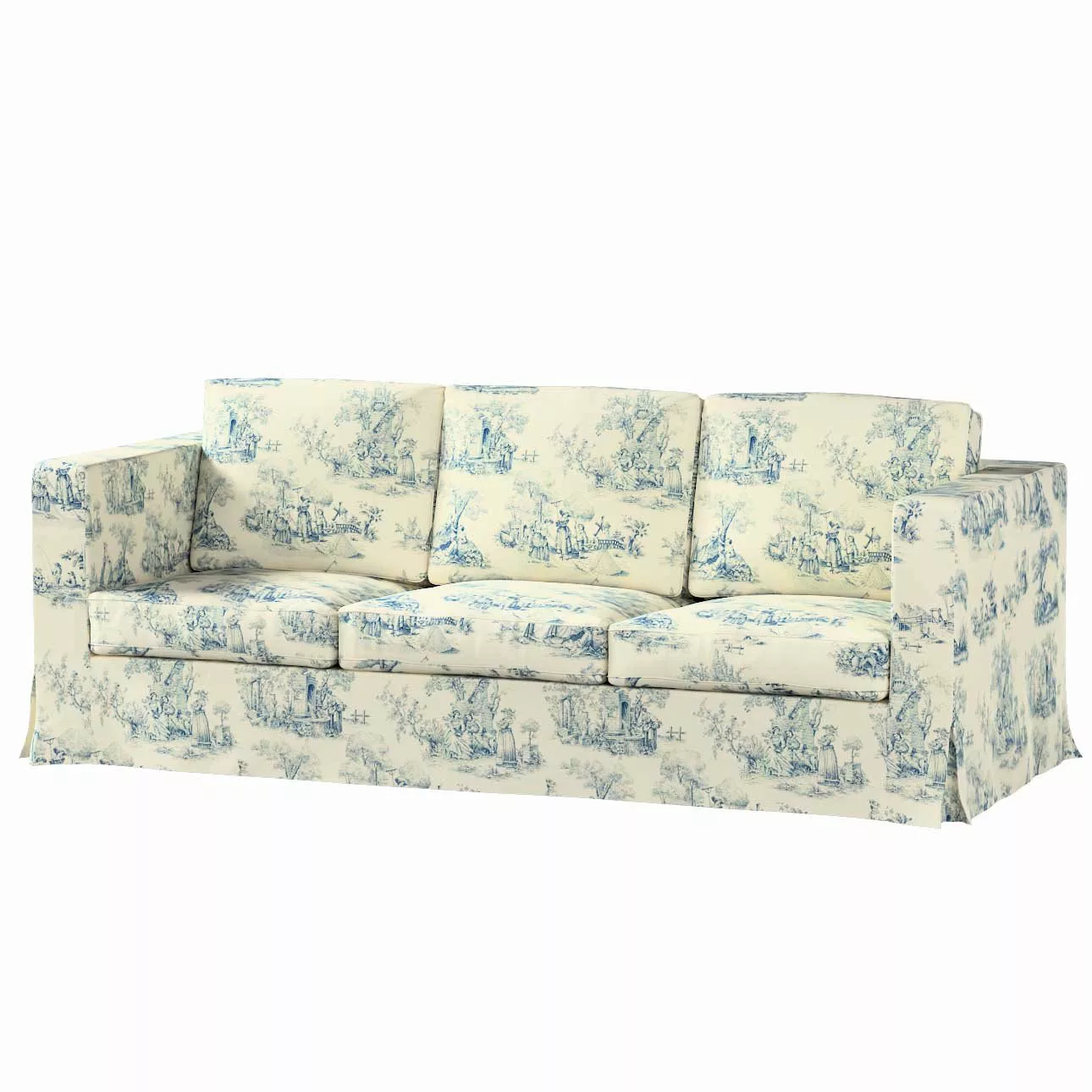 Bezug für Karlanda 3-Sitzer Sofa nicht ausklappbar, lang, creme- blau, Bezu günstig online kaufen