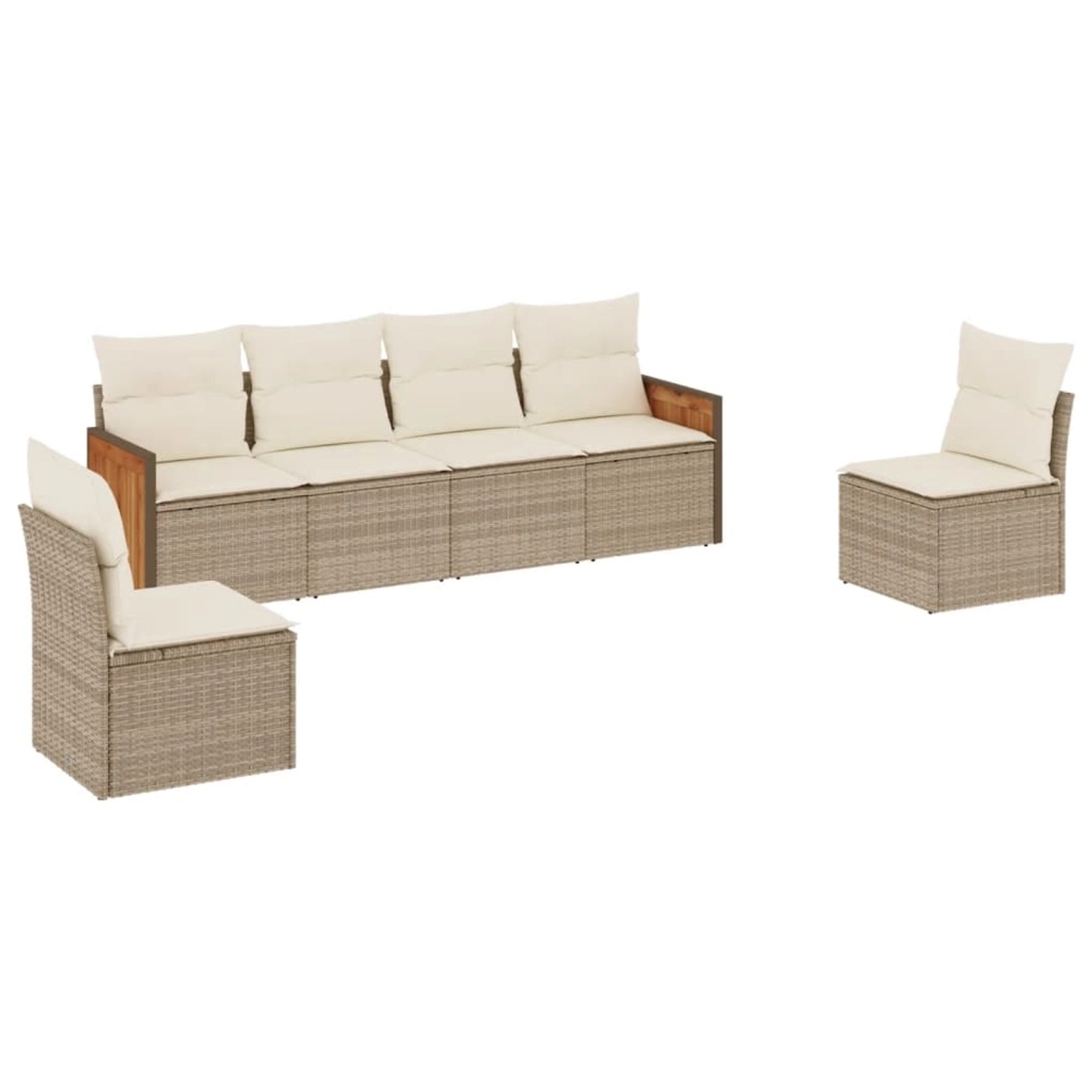 vidaXL 6-Tlg Garten-Sofagarnitur mit Kissen Beige Poly Rattan 3227542 günstig online kaufen