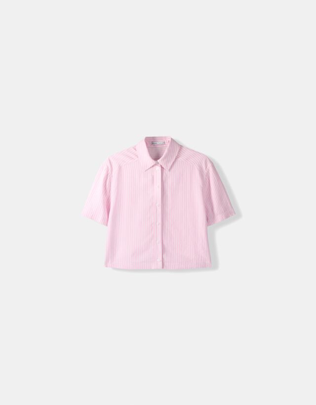 Bershka Kurzarmhemd Mit Streifen Bskteen Xs Rosa günstig online kaufen