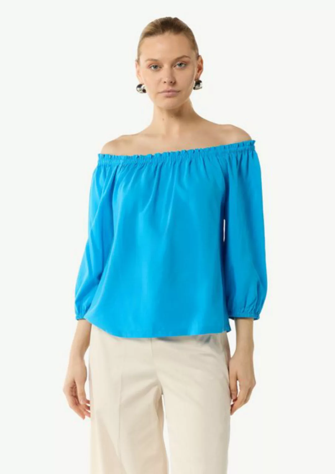 Comma 3/4-Arm-Shirt Carmen-Bluse aus Lyocellmix mit elastischem Ausschnitt günstig online kaufen