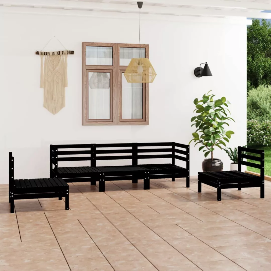 5-tlg. Garten-lounge-set Schwarz Massivholz Kiefer günstig online kaufen