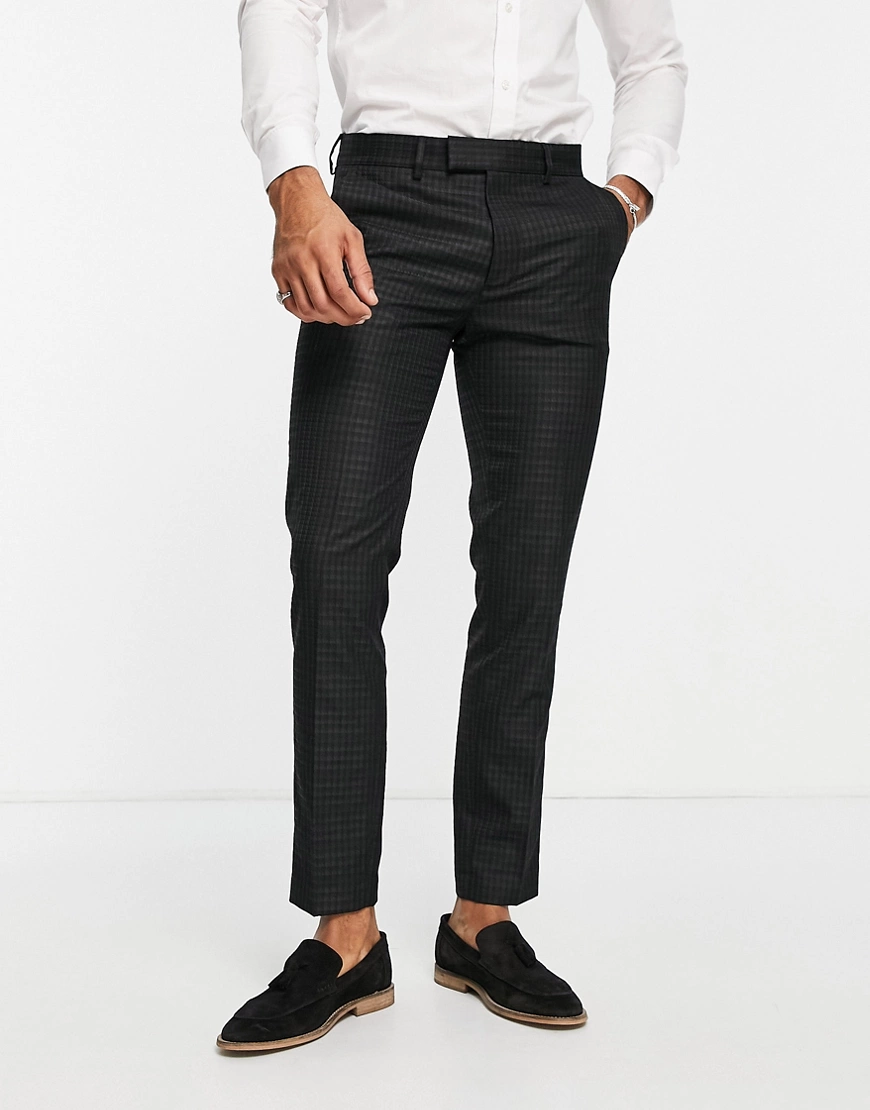 Topman – Eng geschnittene Jacquard-Hose in Schwarz günstig online kaufen