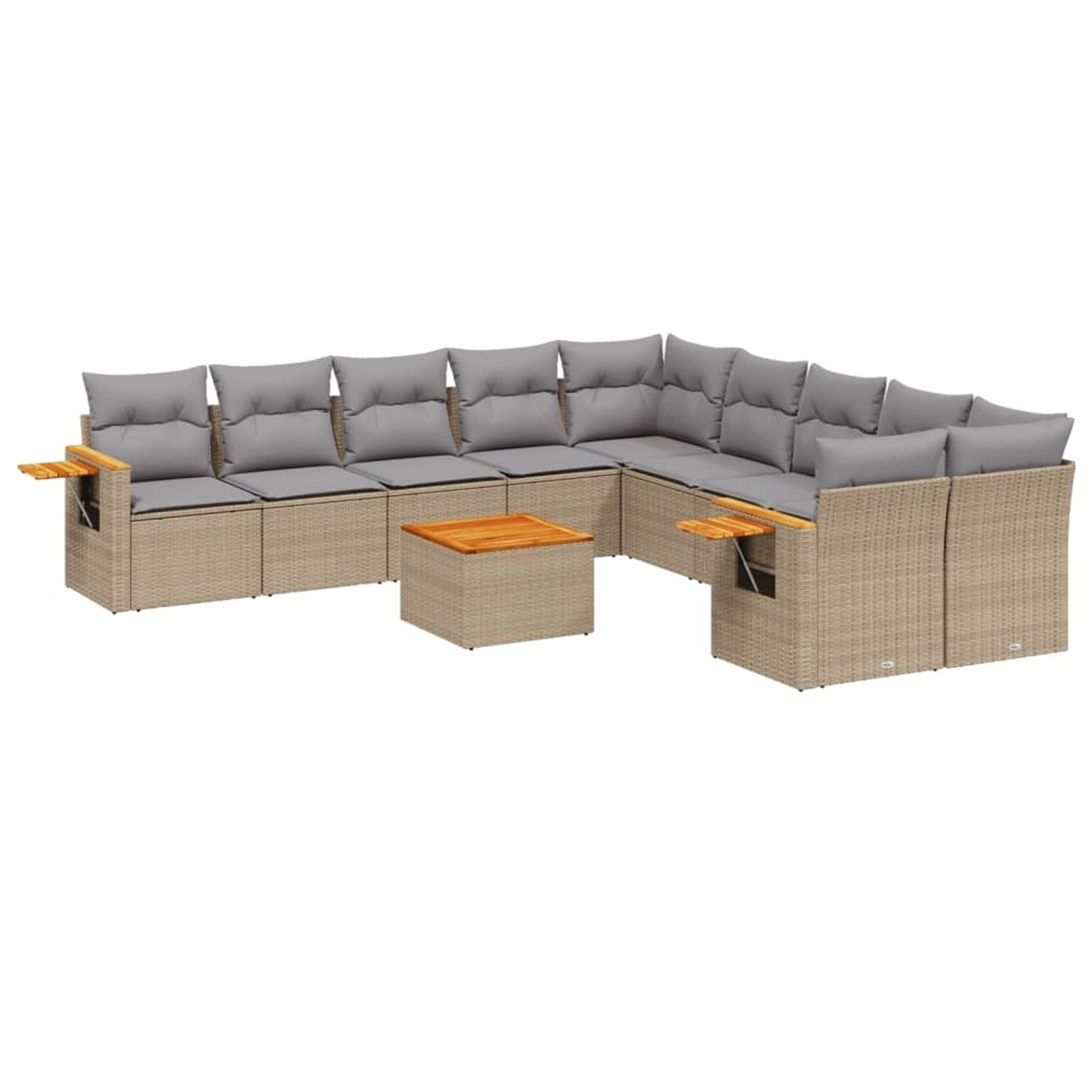 vidaXL 11-Tlg Garten-Sofagarnitur mit Kissen Beige Poly Rattan 3259602 günstig online kaufen