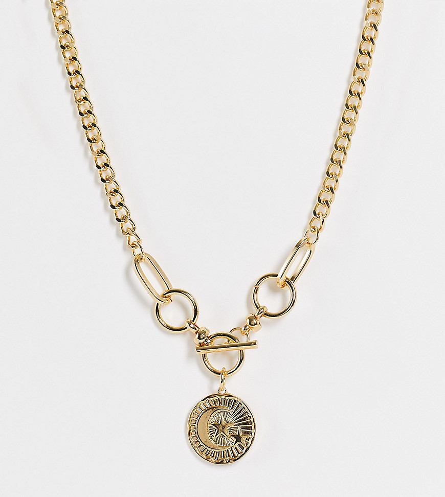Reclaimed Vintage Inspired – Breite Halskette mit rundem Mond- und Sterne-A günstig online kaufen