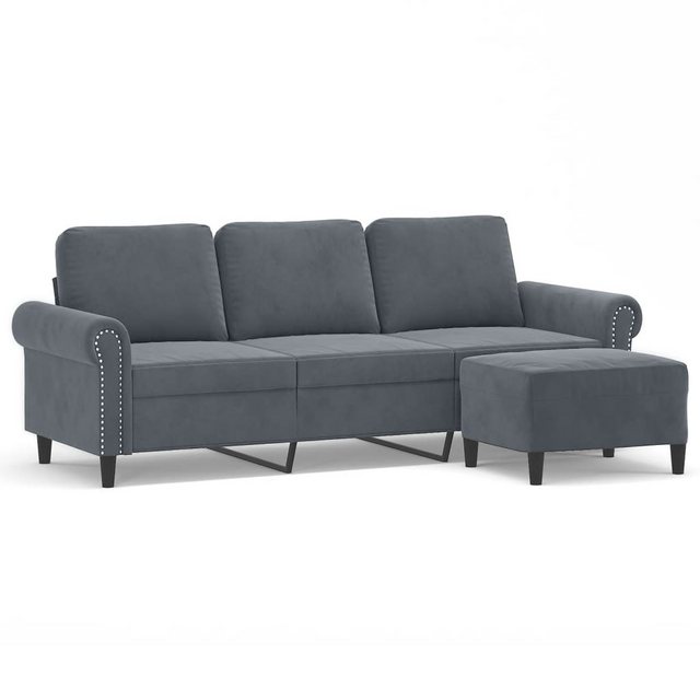 vidaXL Sofa 3-Sitzer-Sofa mit Hocker 180 cm Samt, Dunkelgrau günstig online kaufen