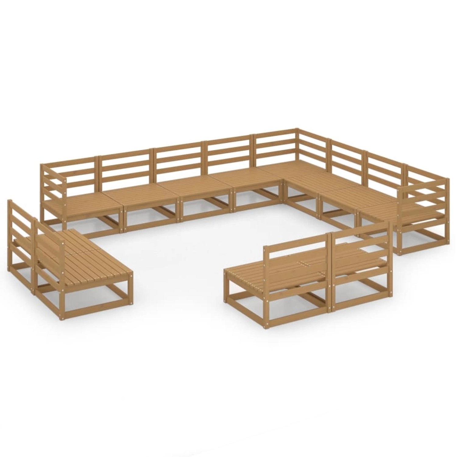 vidaXL 12-tlg Garten-Lounge-Set Honigbraun Massivholz Kiefer Modell 3 günstig online kaufen