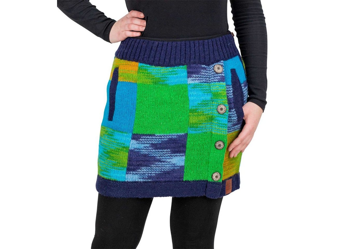 KUNST UND MAGIE Strickrock Bunter Patchwork Strickrock kurz + klassisches M günstig online kaufen