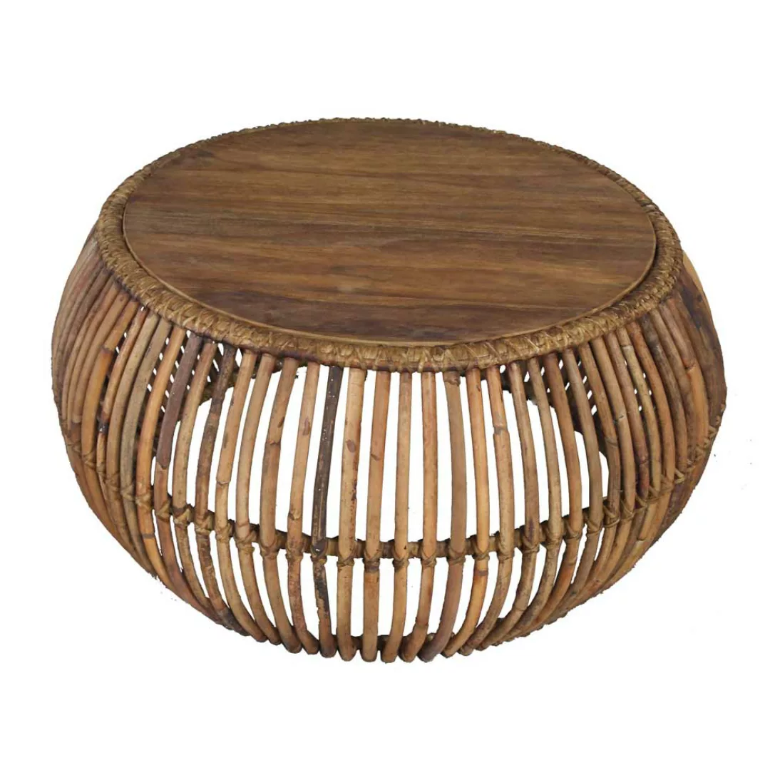 Rattan Couchtisch rund Teak massiv günstig online kaufen