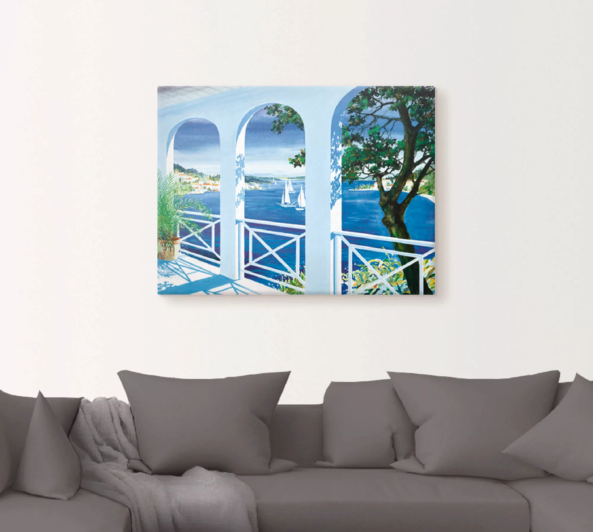 Artland Wandbild "Ansicht mit Tulpen", Fensterblick, (1 St.), als Leinwandb günstig online kaufen