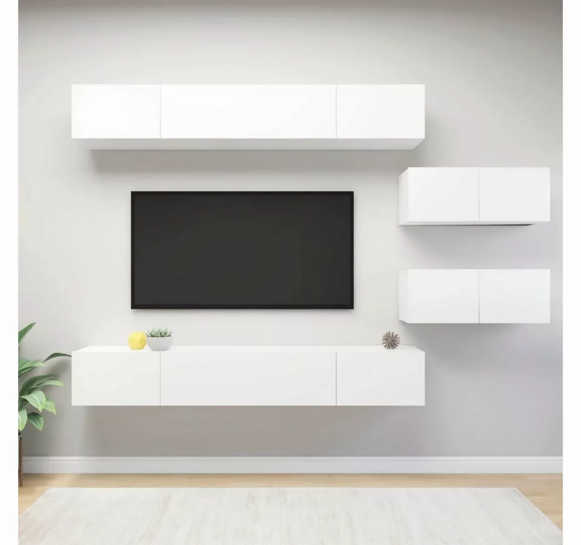 vidaXL TV-Schrank 6-tlg TV-Schrank-Set Weiß Spanplatte günstig online kaufen