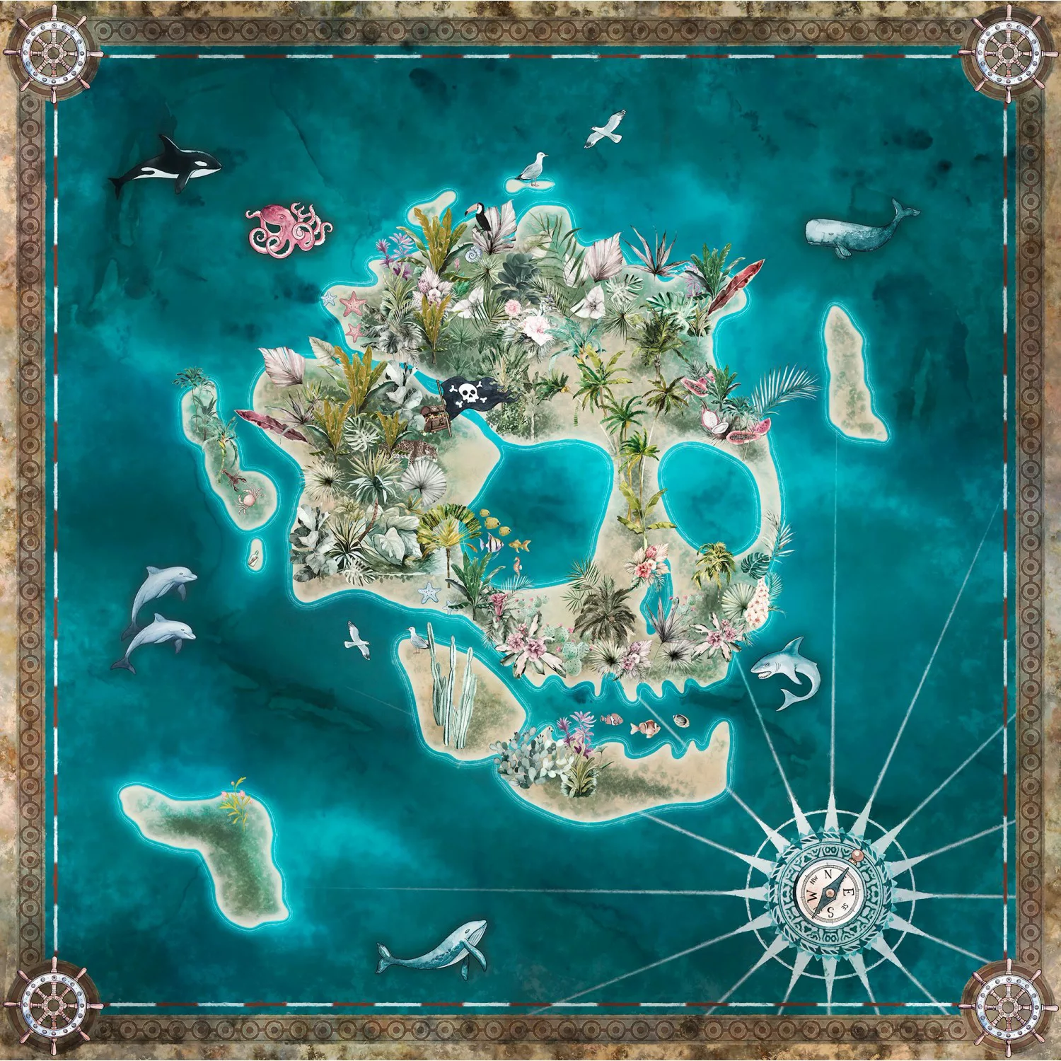 Komar Vliestapete »Digitaldruck Vlies - Skull Island - Größe 250 x 250 cm«, günstig online kaufen