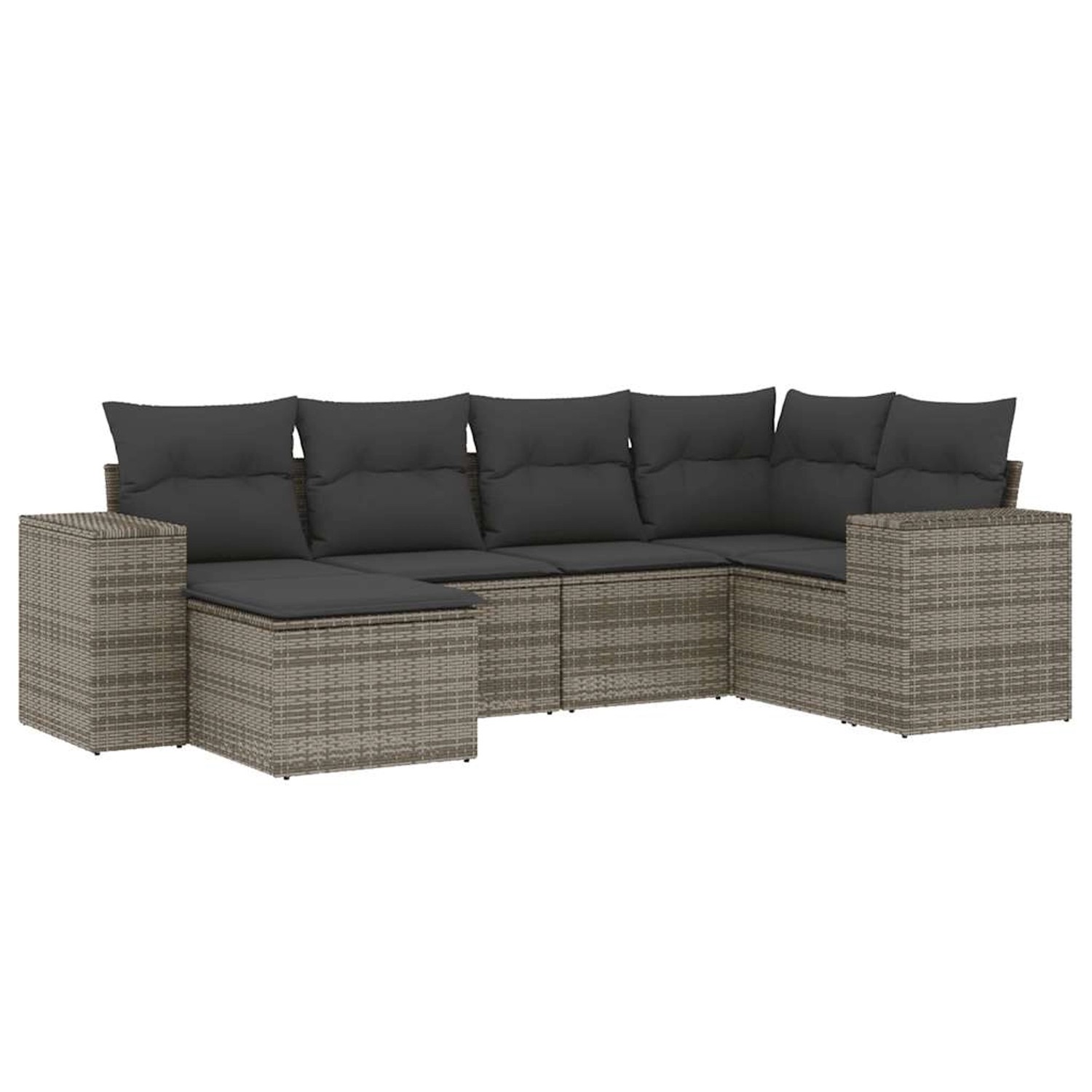 vidaXL 6-Tlg Garten-Sofagarnitur mit Kissen Grau Poly Rattan 3222859 günstig online kaufen